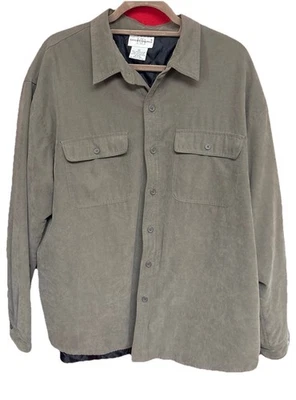 Men’s KnightsBridge Quilted Chamois Full Button Long Sleeve Shirt-XL- Brown - Image 1 of 4