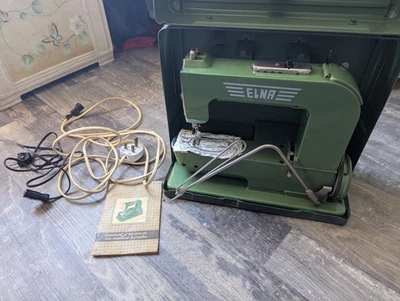 Elna Grasshopper Vintage Electric Sewing Machine with Manual and Case - Image 1 of 4
