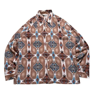 Camisa Azteca Geométrica Prensa Permanente Kmart De Colección Manga Larga Abotonada Años 70 L - Imagen 1 de 7