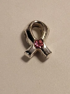 Ciondolo pietra rosa sopravvissuto e sostenitore del cancro al seno argento sterling per bracciale - Foto 1 di 7