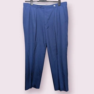 Vintage Mens Burberry Pants Mens W50 L32 Blue Tailored Trousers  - Picture 1 of 9