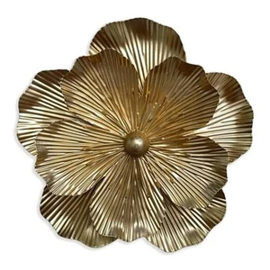 Metal Flower Wall Art Decor, 9" Rustic Modern Floral Sculpture, Distressed - Picture 1 of 7