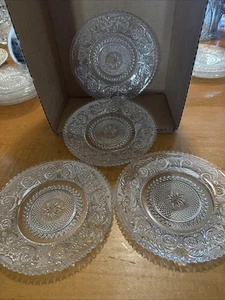 Duncan Miller Clear Sandwich Glass 7 Inch Luncheon Salad Plates Lot of 4 Vintage - Picture 1 of 3
