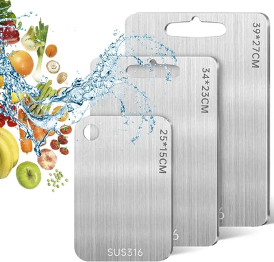 3 Pezzi Tagliere in Acciaio Inossidabile 316, Multifunzione Tagliere Cucina per  - Immagine 1 di 4