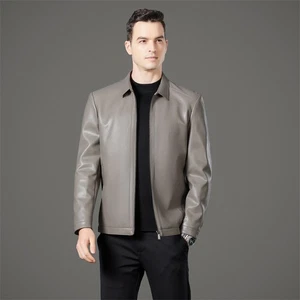 Chaqueta de cuero para hombre Abrigo de piel de oveja informal de cuero genuino de alta gama - Imagen 1 de 28