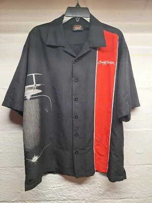 Barrett Jackson L Shirt Button Up Short Sleeve Large Black Embroidered EUC - Image 1 of 4