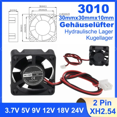 30mm Lüfter Gehäuselüfter Mini-Quadrat Bürstenlose Lüfter Silent 5/9/12/18/24V - Bild 1 von 4