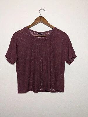 Top corto Joe Boxer Borgoña Encaje Transparente Talla Grande Capricho Grunge Romántico Foto 1 de 4