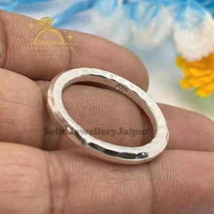 925 Sterling Silver Band Band Ring Hammered Band Ring Thumb Ring Statement Ring - Picture 1 of 6