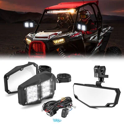 Espejos retrovisores laterales con luz + espejo retrovisor central para Polaris RZR Pro XP/PRO R/Turbo Foto 1 de 4