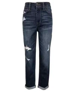 IMPERIAL STAR Big Girls High Rise Dark Wash Cuffed Mom Jeans Size 14 - Picture 1 of 2