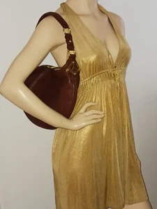 Michael Kors Brown Leather Hobo Bag w/Chain Link Back Zip Pocket - Picture 1 of 15