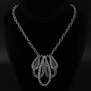 Sterling Silver - CAROLYN POLLACK Braided Teardrop Pendant 19.5" Necklace - 32g - Picture 1 of 5