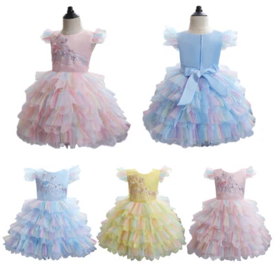 Toddle Baby Girls Kids Pageant Tulle Tutu Dress Wedding Bridesmaid Gown Birthday - Image 1 of 4