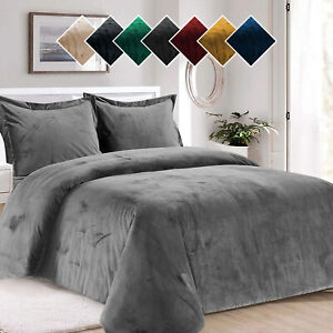 Luxury Crushed Velvet Duvet Cover Set Quilt Soft Cozy Bedding Set & Pillow Cases