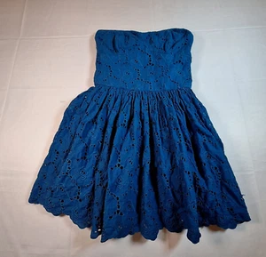 Abercrombie & Fitch Eyelet Dress Girls Size Medium Royal Blue - Picture 1 of 9