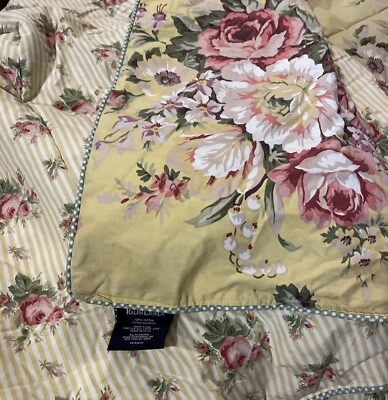 VTG Ralph Lauren Comforter Twin Sophie Brooke Yellow Floral Bedspread Reversible - Image 1 of 4