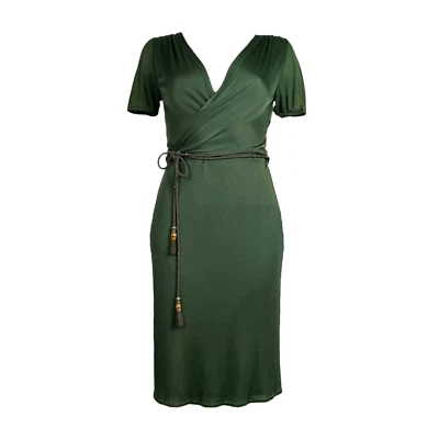 Vestido envolvente Gucci 2006 cuerda verde con cinturón talla 38 Foto 1 de 4