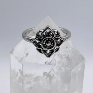 Mandala Ring Size 7 Flower Silver Plated Yoga Spiritual Design Yoga Gift Mom - Picture 1 of 7
