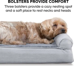 FurHaven Plush & Suede Bolster Dog Bed with Removable Cover-Super Discounts - Picture 1 of 7