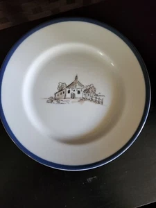 Williams-Sonoma Les Fermiers 8 inch Appitizer/Salad Plate w/Blue Trim - FARM - Picture 1 of 5