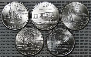 BU UNC United States 2001 5x state quarters 25 cent coins P or D - Picture 1 of 3