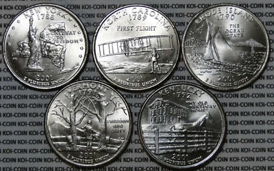 BU UNC United States 2001 5x state quarters 25 cent coins P or D - Image 1 of 3