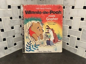 Vintage 1965 Disney Winnie The Pooh Meets Gopher Little Golden Book - Picture 1 of 3