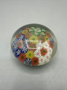 Vintage Millefiori Art Glass Paperweight Multicolor Small 2.5" - Picture 1 of 7