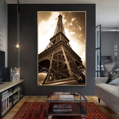 Eiffel Tower Landscape Art Photo Silk Canvas Poster Wall Print Paint Decor A1093 - Image 1 of 4