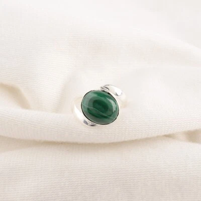 Malachite Gemstone 925 Sterling Silver Ring Handmade Jewelry Gift For Women - Image 1 of 3