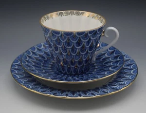JUEGO DE PLATILLO Y PLATO TAZA DE TÉ TRÍO PORCELANA RUSA LOMONOSOV - Imagen 1 de 9