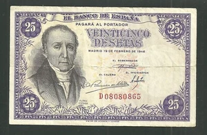 Spain 25 Pesetas 1946 Pick #130 Espana World Banknote Currency Paper Money - Picture 1 of 2