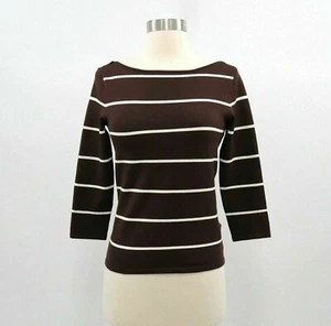 Ralph Lauren Seidenshirt Pullover Damen S Small braun weiß gestreift Black Label - Bild 1 von 9