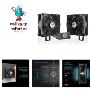 AXIAL S1238D, Dual 120mm Muffin Fan with Speed Controller, -Certified for Doo... - Photo 1/8