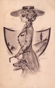 1910 Pretty Beautiful Lady Woman Dog Cobb Shinn Postcard - Picture 1 of 2
