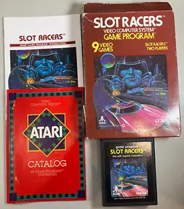 Getestet funktioniert 1978 Atari 2600 Slot Racers Videospiel mit Box Handbuch Katalog CX2606 - Bild 1 von 14