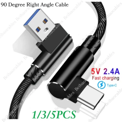 Cable de carga rápida de 90 grados USB-C a USB-A tipo C cable cargador L carga rápida Foto 1 de 4