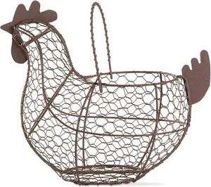 Brown Rustic Chicken Wire Home Kitchen Decor Egg Storing Basket With Handle - Picture 1 of 6