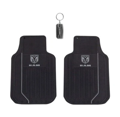 New 3pc RAM HORN Logo Car Truck Rubber Front Floor Mats and ELITE Keychain Foto 1 de 3