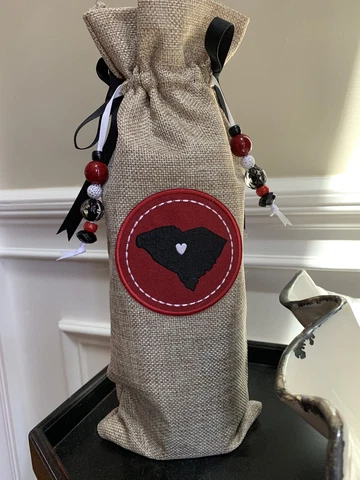 University of South Carolina Gamecock Burlap Wine Bags (Set of 3) Great Gift! Cover