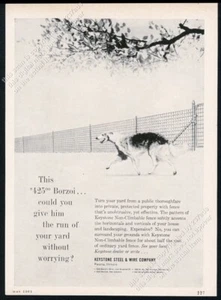 1961 Borzoi dog art Keystone Steel & Wite fencing vintage print ad - Picture 1 of 7