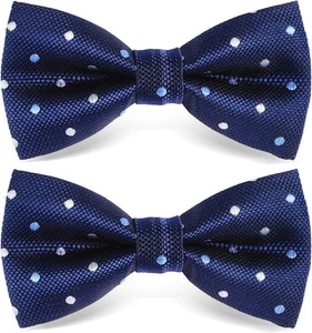 2Pcs Bow Ties for Boys Pre-Tied Kids Polka Dot Bows Tie Adjustable Boys Bow Tie - Picture 1 of 7