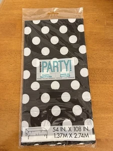 Polka Dot Plastic Tablecloth, 108" x 54", BLACK by Unique Party Decor - Picture 1 of 3