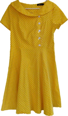 Vestido Retro Amarillo Lunares XL Rockabilly Pin-up Usado en Excelente Condición Wedtrend Foto 1 de 4