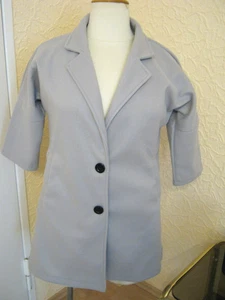 Leichte Longjacke Kurzmantel hellgrau 3/4 Arm Kragen Gr. M neu - Bild 1 von 3