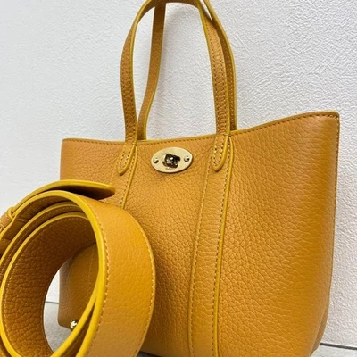 MULBERRY Bayswater 2way Mini Handbag Shoulder Bag Leather Yellow Authentic - Image 1 of 4