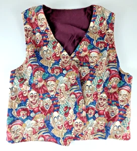 Vintage - Handmade Clown Patterned Vest Lou Jacobs  24" Length 21" Waist - B4 - Picture 1 of 3