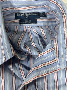 Polo Ralph Lauren Para Hombre L Azul Rojo Blanco Rayas Manga Larga Con Botones - Imagen 1 de 7