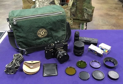 PAQUETE DE LENTES Y CÁMARA FOTOGRÁFICA CONTAX RTS SLR MF 35 mm de colección - Japón - leer descripción* Foto 1 de 4